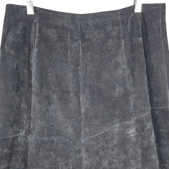 Montanaco black suede flared skirt scallop hem studs Western Large - Picture 3 of 8